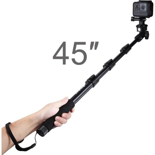45 inch Selfie Stick Extend Pole Monopod for GoPro Hero 9 8 7 6 5 Yi 4K Eken H9 Sjcam M10 Sj7 Action Camera for Go Pro Accessory