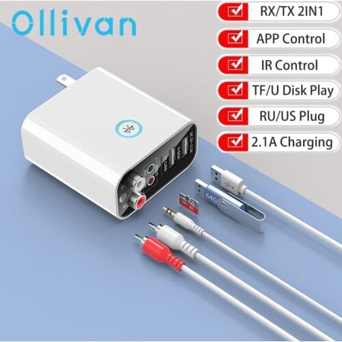 Wireless Audio Adapter Bluetooth Receiver Transmitter TF/U Disk Play QC2.0 USB Quick Charge For Car Headphone TV IR APP Control