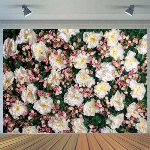 Big White Flowers Green Leaves Wall Wedding Backdrops Photography Newborn Baby Shower Personalize Photo Backgrounds Photocall