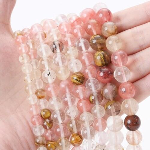 Natural Stone Beads Round Red Watermelon Crystal Bead for Jewelry Making DIY Charm Bracelet Necklace Accessories 4/6/8/10/12mm