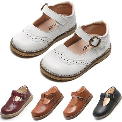 Kids Flat Shoes Childrens Casual Sandals School Girls Princess Pu Leather Shoes Non-Slip Kids Retro Hollow Soft Bottom Loafer
