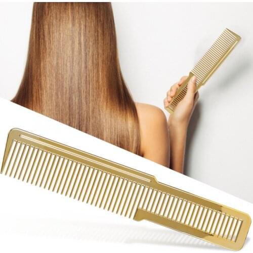Eco-friendly Hair Comb Professional Non-slip Handle Hair Comb Gold Portable Hairdressing Home Salon Hair Cutting Styling Tool