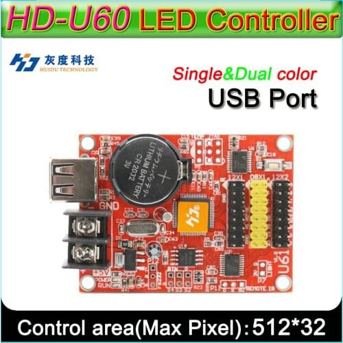 HD -U60 LED display controller, Single&double color P6 P10 LED sign module Control card,U-Disk to edit and updated programs
