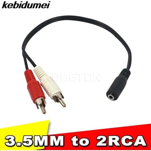 Kebidumei kebidumei 1pcs Newest 3.5mm Y Adapter Stereo Audio For Female Jack To Standard 2 RCA Male Socket Headphones Aux Cable