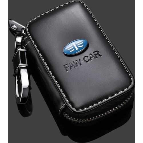 Leather Key Cover Keychain For FAW Besturn B50 Besturn B70 Besturn X80 V2 V5 Vita With FAW Logo Key Case Car Accessories