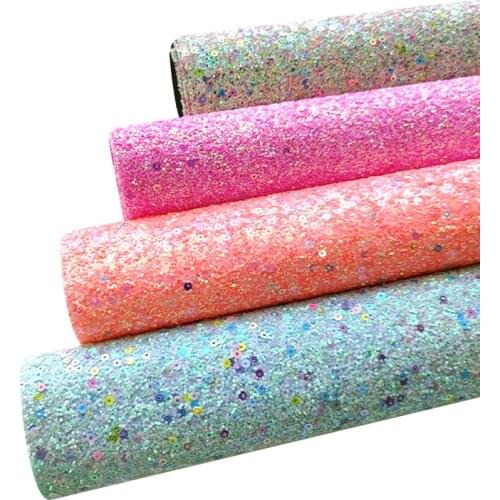 135x30cm Round Shiny Bright Color Sequins Chunky Glitter Leatherette Fabric Roll for Shoe Bag Hair Bow Decoration Making