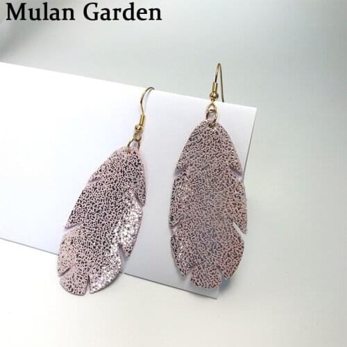 M&G Glitter Geometric Genuine Leather Earrings Shiny Leather Pendant Dangle Earrings Fashion Jewelry Modern Ear Drops Wholesale