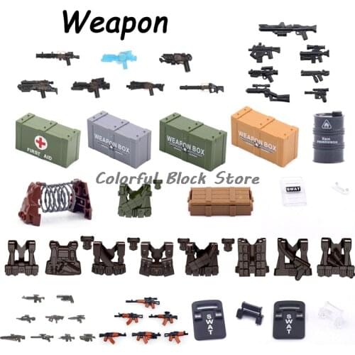 Weapon Pack Gun Heavy Machine Shield Explosive Tank Oil Drum Body Armor Armor Building Block Accessories Children Gift Birthday