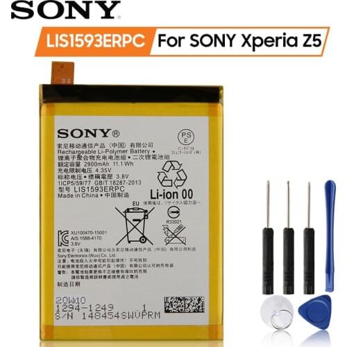 Original SONY Battery For SONY Xperia Z5 E6883 E6633 E6653 E6683 E6603 LIS1593ERPC 2900mAh Authentic Phone Replacement Battery