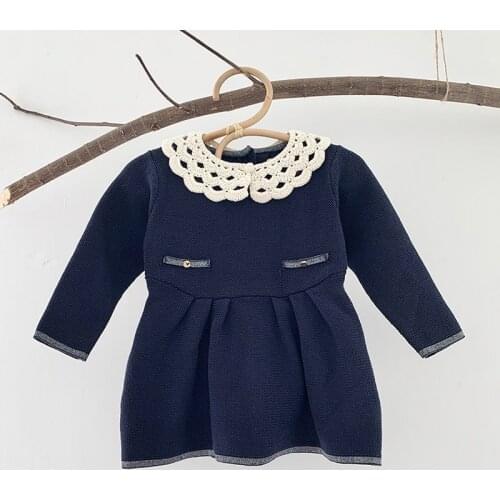 Autumn Toddler Girls Dress Ruffled Sleeve Sweater Dress Clothing Outfits Winter Baby Girl Knitted Dress