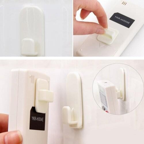 Plastic Hooks 2 pairs(4pcs) Sticky Hook Set TV Air Conditioner Remote Control Key Practical Wall Storage Holder Strong Hanger