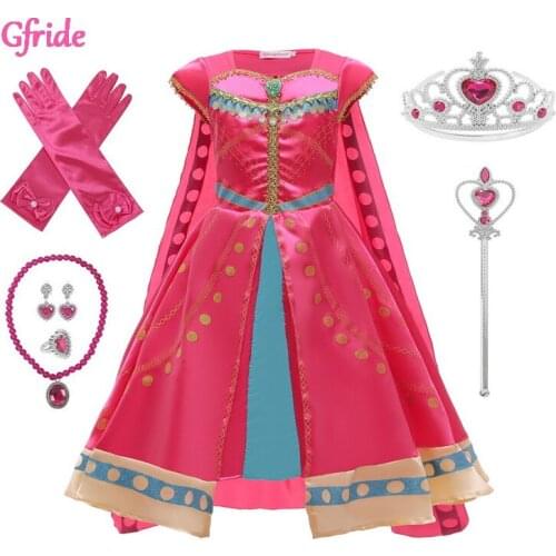 Jasmine Princess Dress for Girls Aladdin Christmas Kids Jasmine Coronation Costume Toddle Child Arab Clothes Performance Costume