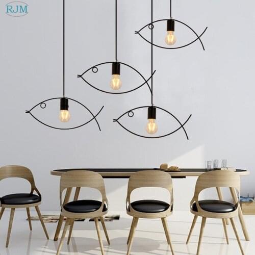 Modern Creative Personality Iron Fish Pendant Lights for Living Room Children Bedroom Restaurant Cafe Lighting Fixtures Decor