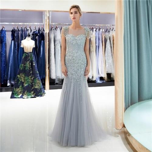 Luxurious Full Beaded Mermaid Prom Dresses Heavy Hand Beads Women Special Occasion Party Gowns Middle East Dubai Evening Gowns