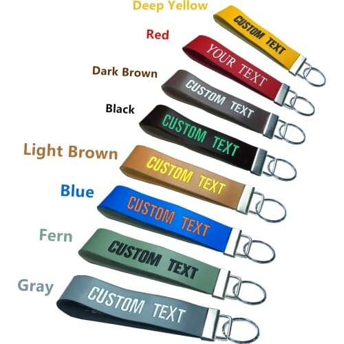 DIY Custom Embroidery PU Leather Wristlet Strap Keychains for Women Bag Pendant Jewelry Trinket Mens Car Key Ring Key Chain