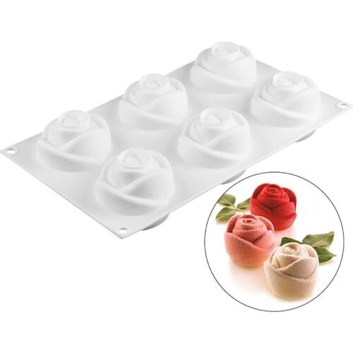 Rose Flower Silicone DIY Chocolate Ice Cube Cake Mold Soap Silicone Molds 3D Cupcake Bakeware Baking Dish Cake Pan Kitchen Tools
