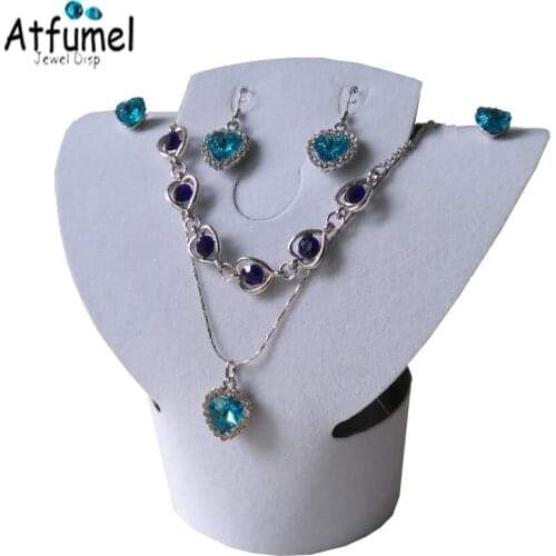 Folding Mini Velvet Jewelry Necklace Bust White Black Pendant Earring Display Organizer Holder Stand Rack Showcase