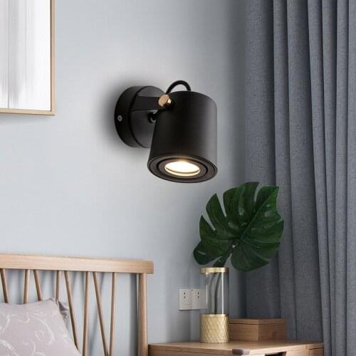 Modern Style Wall Lamp Angle Adjustable Black/White Indoor Lighting for Bedside Bedroom Mirror Light Corridor sconce AC85-265V