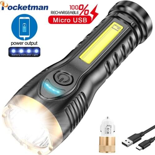 80000 Lumens Led Flashlight Outdoor Long-range Torch Lanterna Multi-function LED Camping Lamp USB Rechargeable COB Work Light