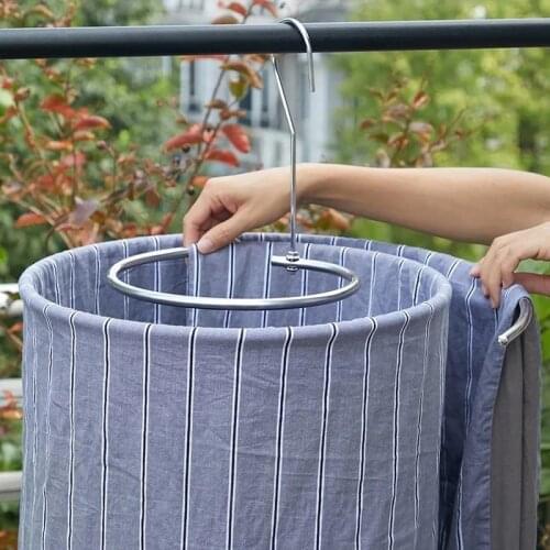 Stainless Steel Blanket Hanger Round Spiral Quilt Sheets Hanger Rotating Drying Rack with Clips Save Space Indoor Outdoor Hanger