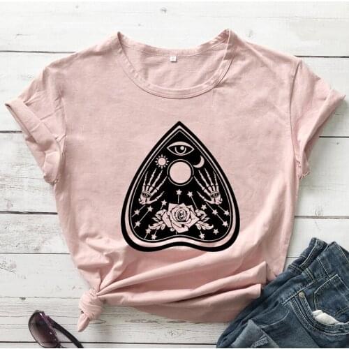 Ouija Planchette 100% Cotton T-shirt Aesthetic Ouija Spirit Board Game Witch Tshirt Magical Witchy Woman Goth Tee Shirt Top
