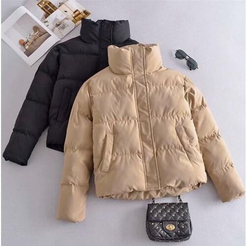 2021 New Autumn Winter Woman Warm Thick Parka Coat Casual Loose Long Sleeves Jacket Chic Khaki Zipper Female Outwear