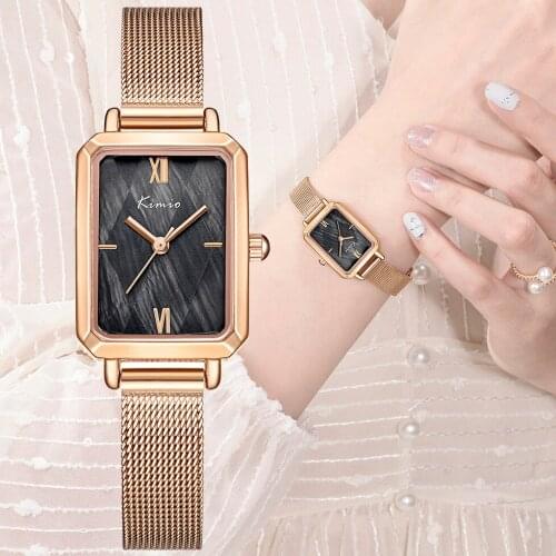 Kimio Brand Women Retro Watch Female Simple Luxury Small Square Watches Ladies Stainless Steel Bracelet wristwatch 2021 New