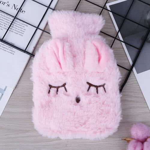 1pc Winter Warm Heat Reusable Hand Warmer Cute PVC Stress Pain Relief Therapy Hot Water Bottle Bag with Knitted Soft Cozy Cover