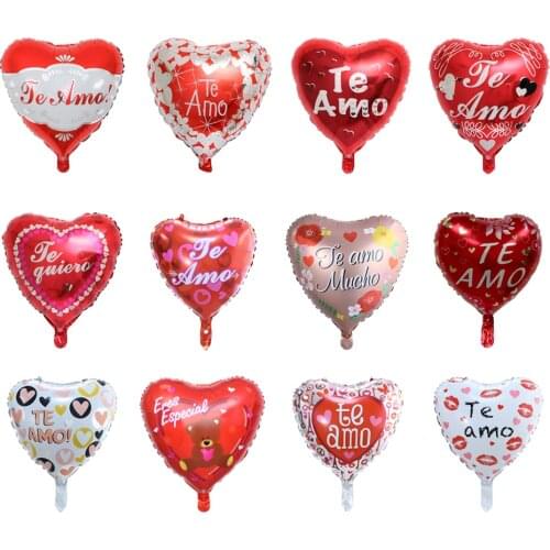 10Pcs 18Inch Spanish TE AMO I Love You Foil Balloons For Valentines Day Birthday Wedding Party Decoration Helium Air Globos