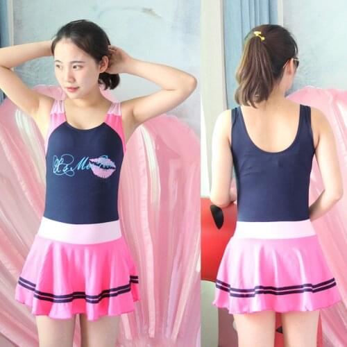 2018 New Girls Student Sweet Siamese Swimsuit Teens Junior Student Swimwear Bikinis Conservatism Belly Ladies Bikini Swimsuit