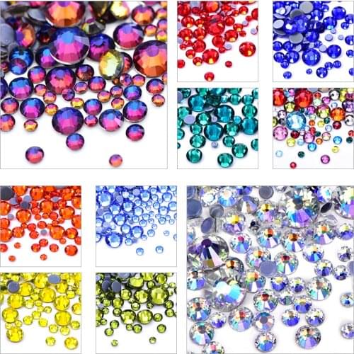 46 Colors 1000pcs Mix Sizes SS6-SS30 Better DMC Cтразы HotFix Rhinestones Crystal Hot fix Gems Iron on Strass for Fabric F0050