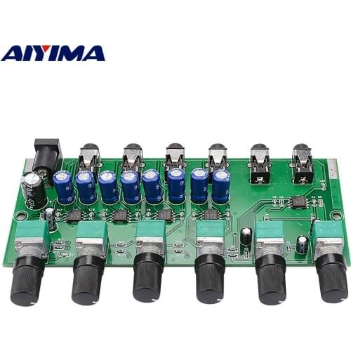 AIYIMA Headphone Amplifiers Audio Signal Mixer Board Earphone Stereo Amplifier 3.5MM 2 Way Input 4 Way Output With Tone Control