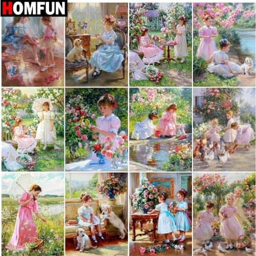 HOMFUN Full Square/Round Drill 5D DIY Diamond Painting "Girl portrait theme" Embroidery Cross Stitch 5D Home Decor Gift