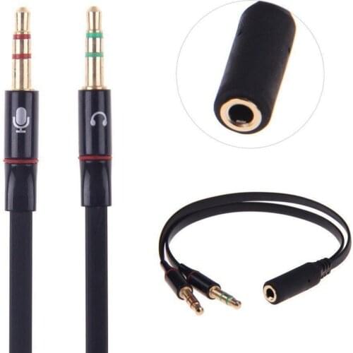 3.5mm Jack Microphone Headset Audio Splitter Cable Aux Mic Cables Headphone Computer to Female 2 Extension For phone Male E6E7