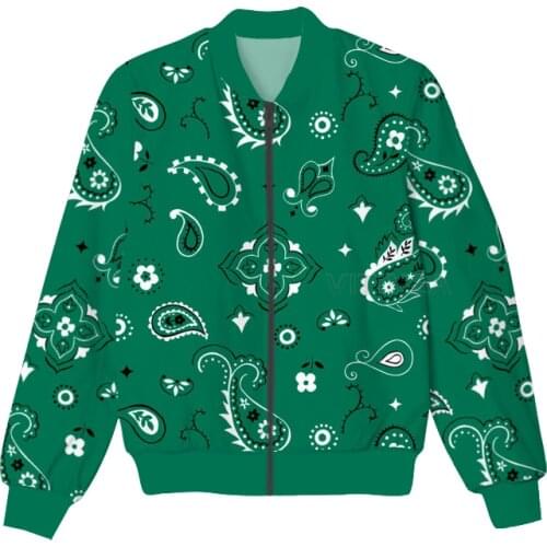 New Fashion Bandana Graphic Spring Autumn Winter Hip Hop Casual Brand 3D Print Paisley Thin Jacket Polyester V15