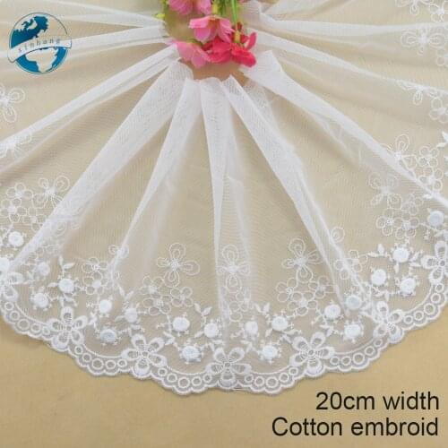 20cm width white lace cotton embroidery lace french lace ribbon fabric guipure diy trims warp knitting sewing Accessories#4179