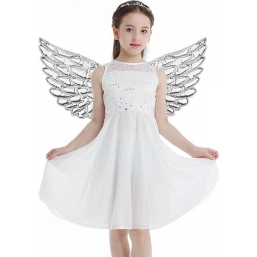 Sequins Kids Children Girls Glossy Metallic Angel Wings for Photography Masquerade Halloween Cosplay Party Costume Accessory