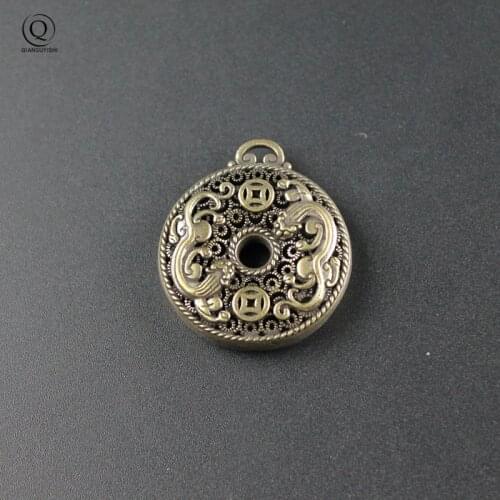 Pure Brass Pixiu Coins Six Words Cylinder Pendant Keychain Hanging Necklace Jewelry Handmade Copper Buddhism Sutra Keyring