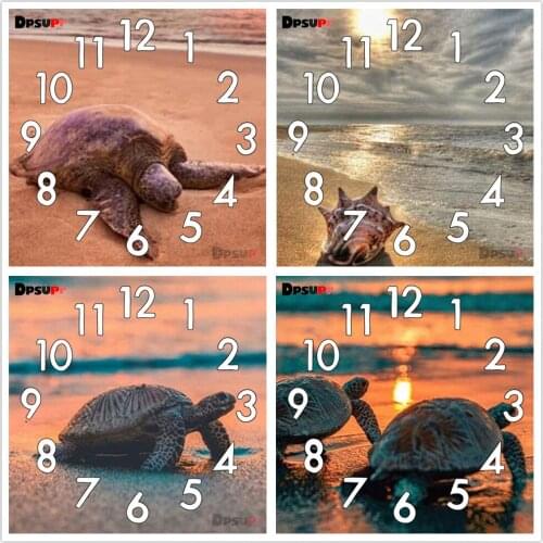 Dpsupr Full Diamond Painting Cross Stitch Tortoise Clock Mechanism Mosaic 5D Diy Square Round 3d Embroidery Gift HC016