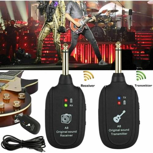 Hot Guitar Wireless System Transmitter Receiver Built-in 4 Channels Rechargeable wireless guitar transmitter Receiver