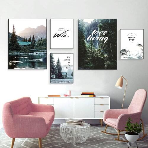 Forest Tree House Landscape Canvas Poster Nordic Style Beach Wall Art Print Painting Decoration Picture Scandinavian Home Decor