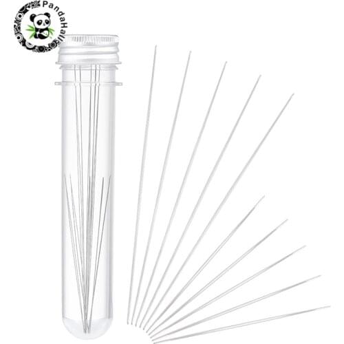 Pandahall 1 Set 125x0.5/75x0.5mm Iron Big Eye Beading Needle for Jewelry Tools DIY Making Beading Supplies