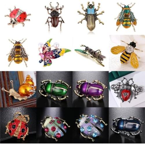 1pc Cute Ants Snail Bird Bee Beetle Crab Brooch Scorpion Rhinestone Vintage Animal Jewelry Accessories Brooches
