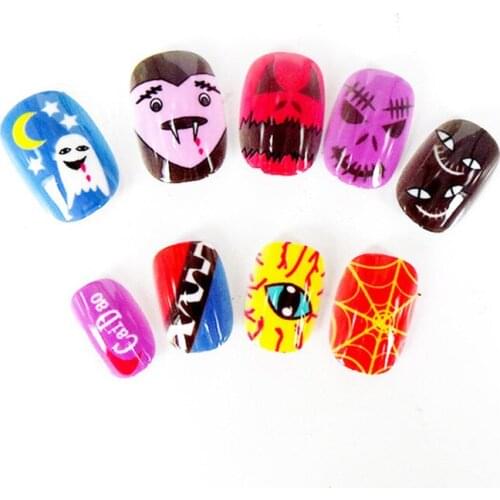 Exquisite Halloween Pattern Thin Style Fake Nails Fashionable Safe Wearable Finished Fingernails Nail Supplies For Professionals