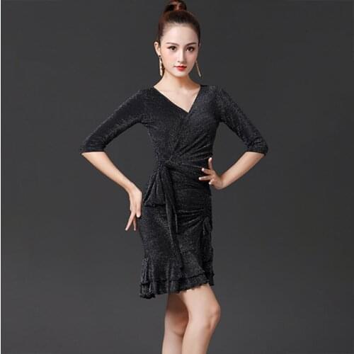 New Felman Latin Dance Tops and Skirts Set Ballroom Dancing Costume Clothes Tango Chacha Practice Competition Dress L002-2