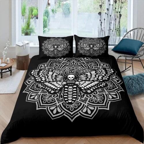 Black Death Moth Bedding Set Modern 3d Duvet Cover Sets Comforter Bed Linen Twin Queen King Single Size Luxury Animal Pattern