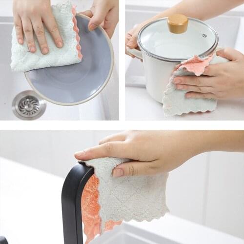 Kitchen Daily Scouring Towel Multipurpose Rag Non-Stick Oil Absorbent Washing Cloth for Home Kitchen Household Cleaning Tools