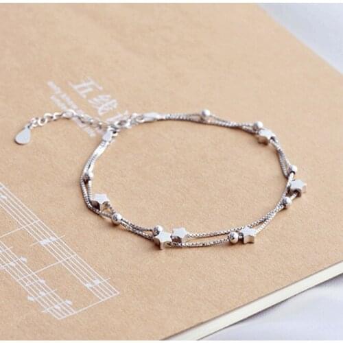 Summer Brand Fashion Silver Color Star Bracelets For Women New Designer Charms Bracelets Bijoux Wholesale