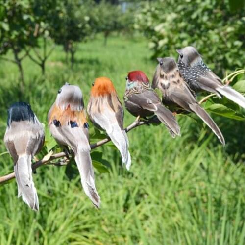 12pcs simulation mini sparrow cute bird figurine animal model home decor miniature fairy garden decoration figurines