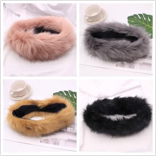 European And American Fashion Plush Fur Headband Winter Running Ear Protection Warm Headband Wild Retro Wide-brim Hair Accessori